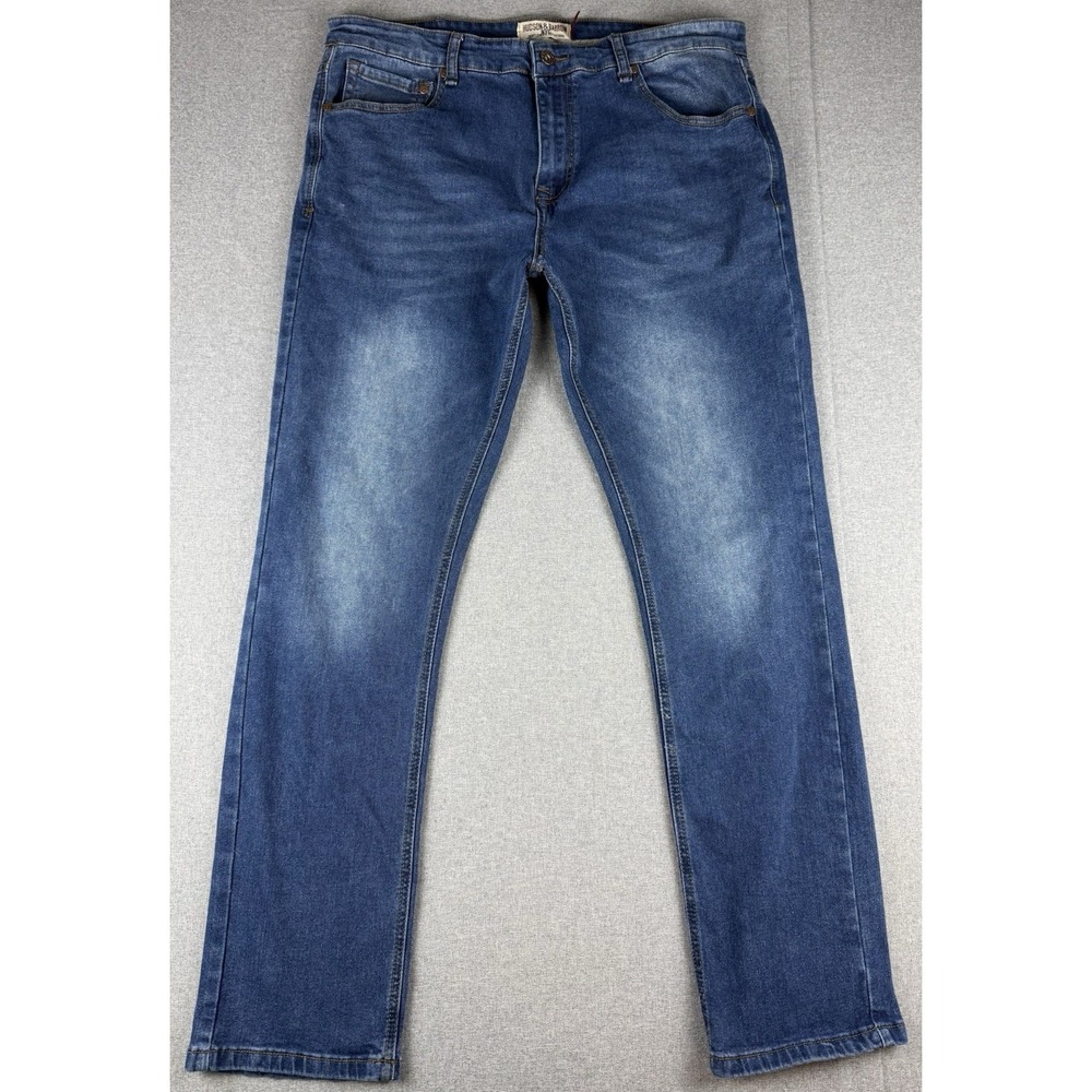 Hudson & Barrow NYC Men's Jeans 38x32 Stretch Straight Leg Medium Wash Blue